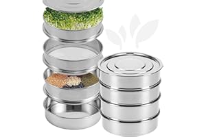 YARRD Stainless Steel 4-Tier Seed Sprouting Kit, 6'' Diameter, Indoor Gardening Planter for Microgreens Broccoli Sprouts Growing