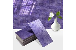YIPSCAZO 100 Sheets Metallic Peel and Stick Backsplash Tiles, 3"x6" Vibrant Layered-Color Stick On Wall Tiles for Kitchen Bathroom Home & Commercial Décor – Waterproof, Heat Resistant (Royal Purple)