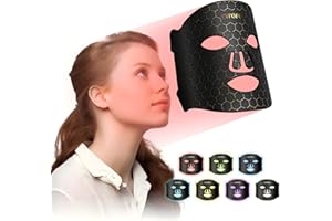EVFOFO Red Light Therapy for Face, Led Face Mask Light Therapy, 7 Colors LED Face Mask Light Therapy At Home, Black