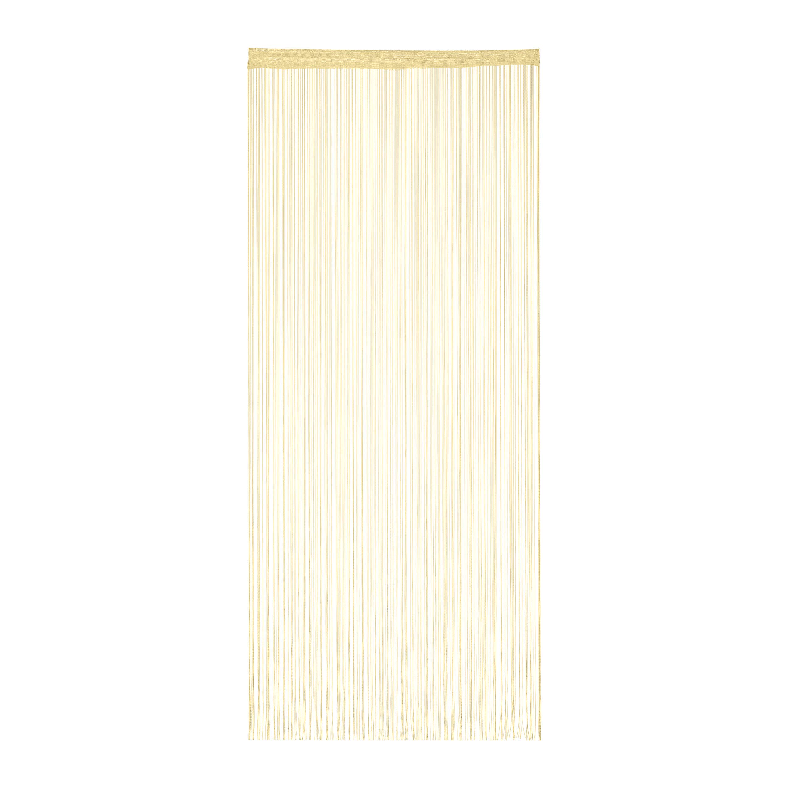 Relaxdays String Curtain, Pull-through, can be shortened, for Doors & Windows, Decorative, Washable, 90x245 cm, Beige, Polyester