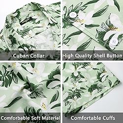 Mens Hawaiian Shirts Cotton Short Sleeve Button