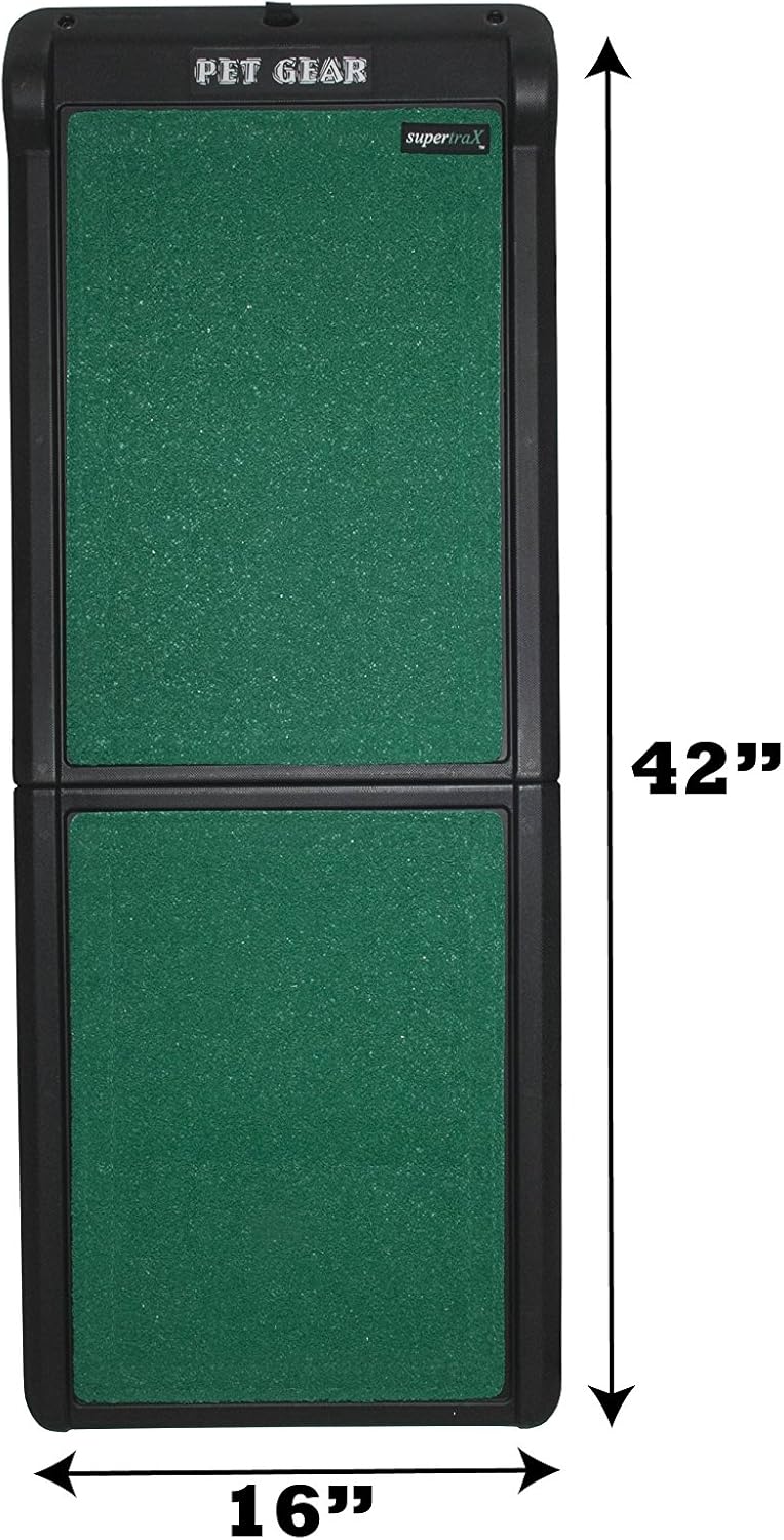 Pet Gear Travel Lite Ramp with supertraX Surface for Maximum Traction, 4 Models to Choose from, 42-71 in. Long, Supports 150-200 lbs, Find The Best Fit for Your Pet, Black/Green : Kitchen & Dining