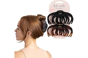 Kitsch Octopus Claw Clips for Women - Cute & Stylish Hair Clips for Everyday Use, Octopus Claw Clip for Thick Hair | Ideal Gifts for Women - Black & Tortoise, 2pcs