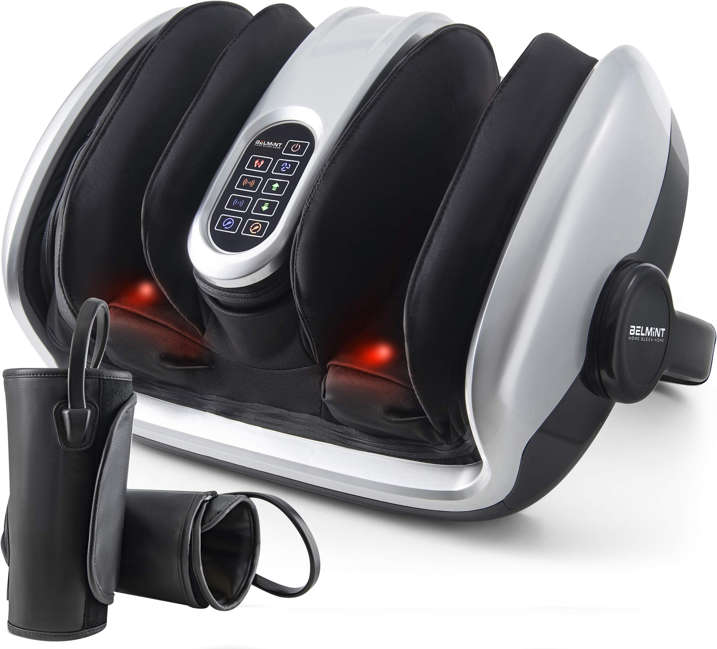 Belmint Foot Calf Shiatsu Massage Machine - Deep Kneading, Air Compression, Heat and Vibration Therapy for Feet, Legs, Calf, Plantar Fasciitis, Diabetics, Neuropathy | Increases Blood Flow Circulation