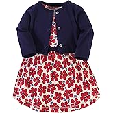 Touched by Nature Infant Toddler Girls Organic Cotton Dress and Cardigan, Rainbows Sunshine