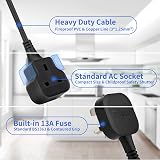 TISDLIP 1 Gang Extension Lead 3M 9.84ft Soft Black Cable 3250W view 3