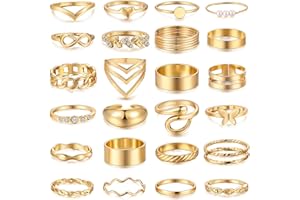 iF YOU 25 Pcs Gold Knuckle Ring Set for Women, Chunky Stackable Finger Midi Rings, Silver Simple Stacking Cute Rings Pack Trendy Stuff Jewelry Christmas Gift