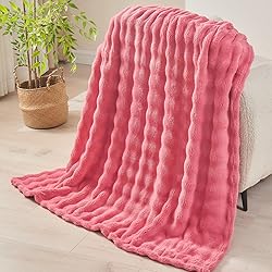NEWCOSPLAY Queen Blanket for Couch Coral Pink Super