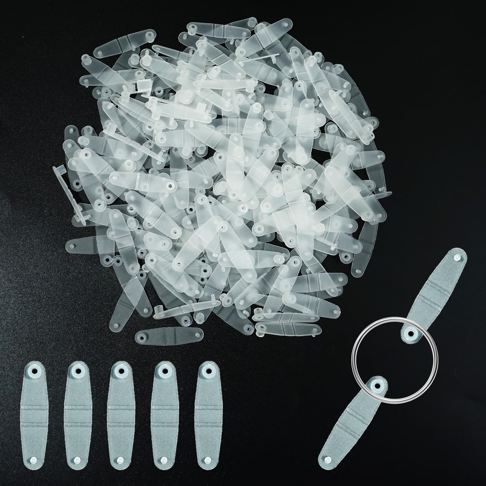 Photo 1 of 200 Pcs Plastic Keychain Clip, Transparent Acrylic Key Connectors, Small Durable Keychain Connector Snaps for DIY Key Rings Office School Cards Jewelry Crafting Travel Home and Accessories (White)
