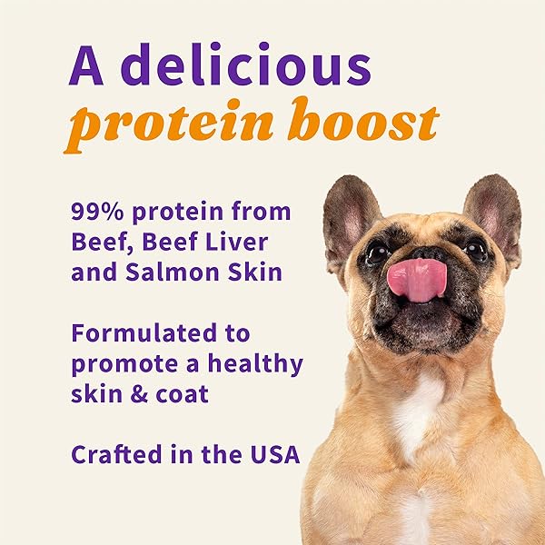 HALO FREEZE DRIED RAW DOG FOOD TOPPER, BEEF AND SALMON RECIPE, FOR SKIN & COAT SUPPORT, REAL MEAT TOPPER, OMEGA 3 FATTY ACIDS, 1LB BAG