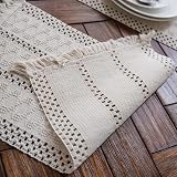 Weldomcor Macrame Table Runner Cream Beige Boho 30x180 cm with Tassels view 4