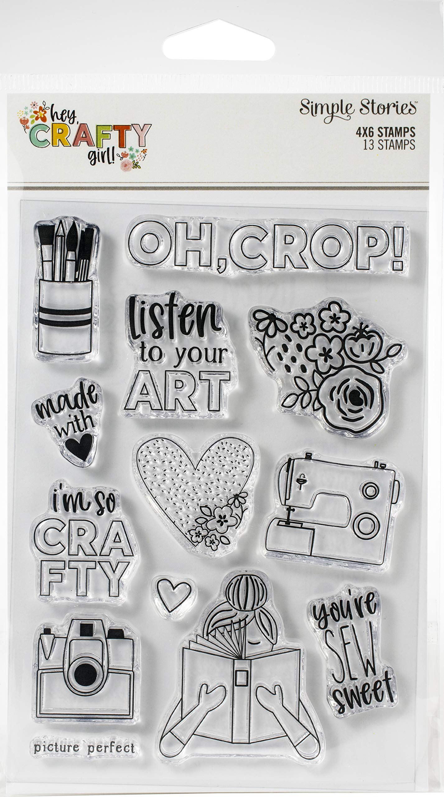 SIMPLE STORIES Hey Crafty GL Stamps Clear, One Size