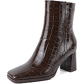 Joseywade Womens Ankle Boots Chunky Heel Boots Ankle Booties Square Toe 3 Inch Side Zip Boots Fall Shoes US Size 5-13