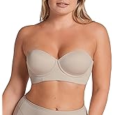 Leonisa Bra 360 – Strapless Bras for Women, Underwire Longline Back Smoothing Bra, Full Coverage Support