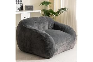 HIGOGOGO Giant Bean Bag Chair for Adults, Big Comfy Sofa Chair for Bedroom Living Room, Bean Bag Lazy Chair for Adults with Armrests for Gaming, Reading, Dark Grey