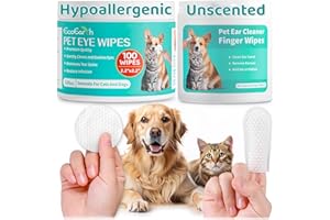 EcoEarth Premium 100 Pcs Eye Wipes & 50 Pcs Ear Cleaner Wipes for Dogs & Cats - Pet Eyes & Ear Cleaning Finger Pads - Pre-Soa