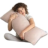 Pharmedoc Body Pillow, Pregnancy Pillow, Side Sleeper Pillow, Body Pillow for Adults, Memory Foam Pillow, Mocha