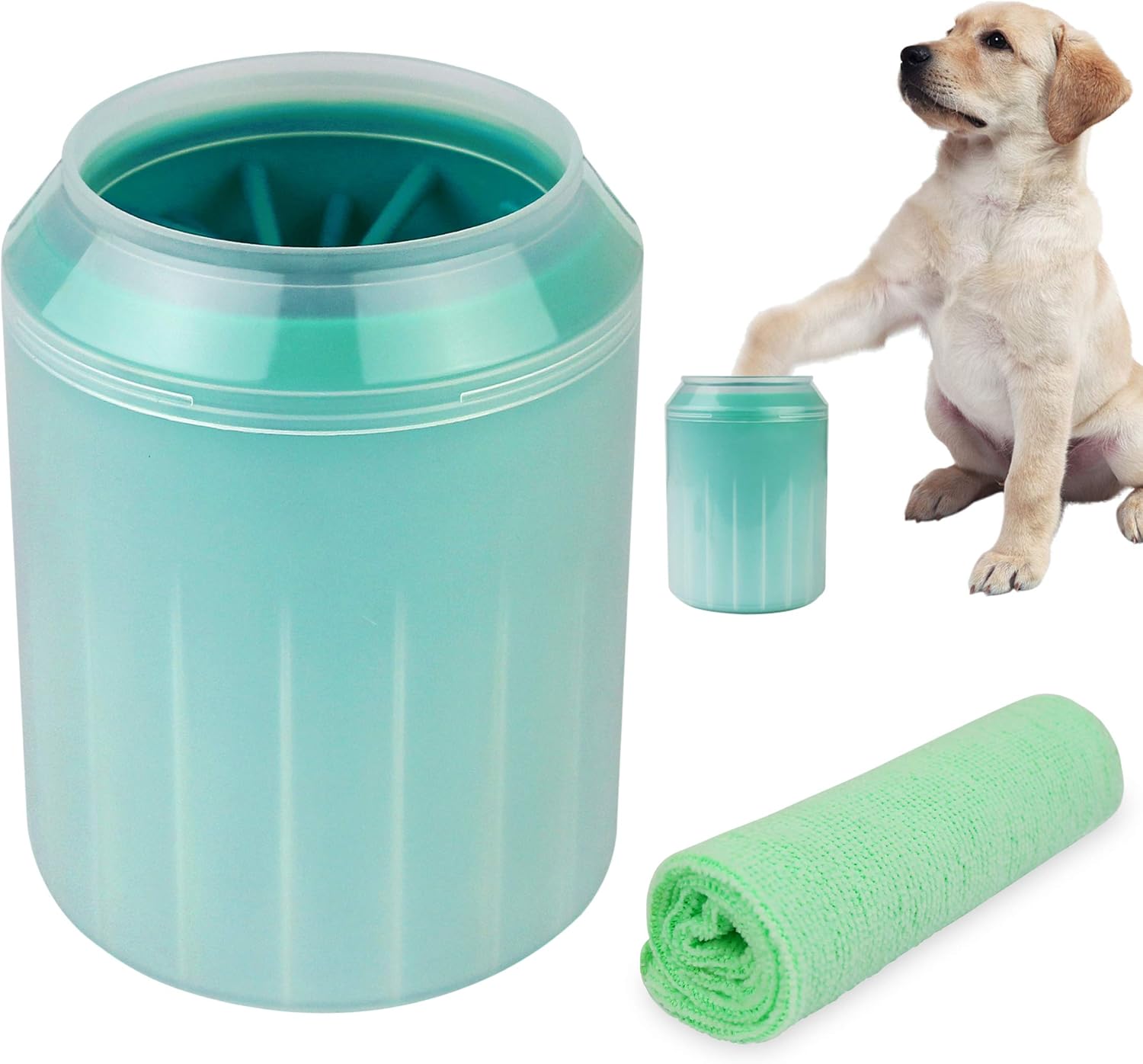 AK KYC Dog Paw Cleaner Paw Washer with Towel Silicone Pet
