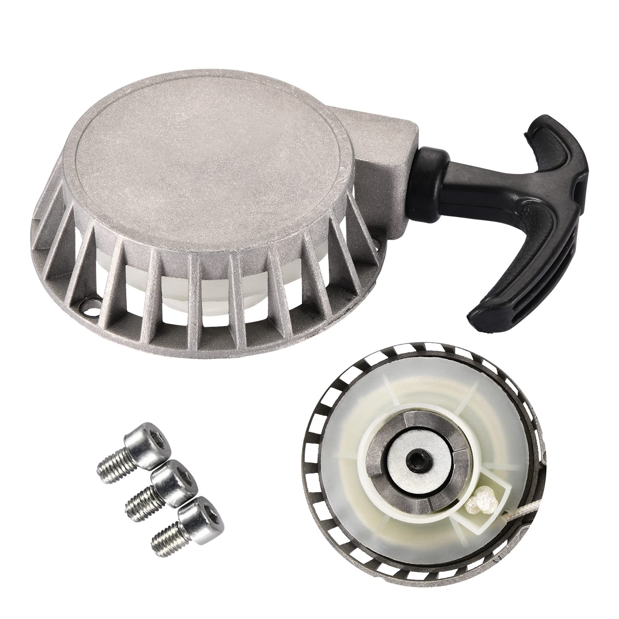 GOOFIT Silver Pull Start Recoil Starter Replacement for 2 stroke 43cc 47cc 49cc Brush Cutter ATV Mini Dirt Bike Scooter Water pump 40-6 Pocket Pit Bike