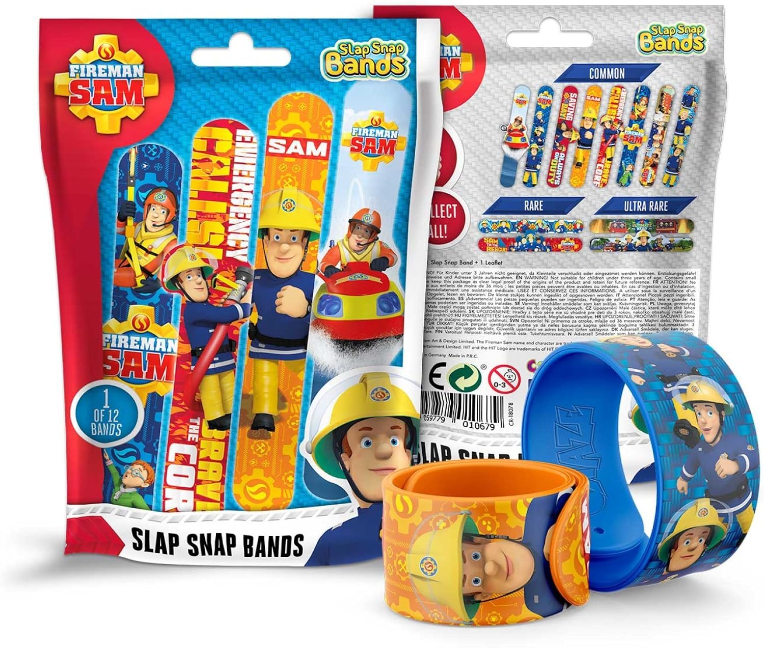 CRAZE Slap SNAP Bands Fireman Sam Schnapparmband für Jungen Kinder-Schmuck Armband zum Sammeln Feuerwehrmann 10679, Buntes Klatscharmband