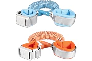 BETERTEK Anti Lost Wrist Link for Kids 2 Pack (6.56ft Blue and Orange) Wrist Leash for Kids with Magnetic Unlock Child Wrist Leash Reflective Strip Design Child Leashes for Kids 2 to 12 Toddler Wrist Leash