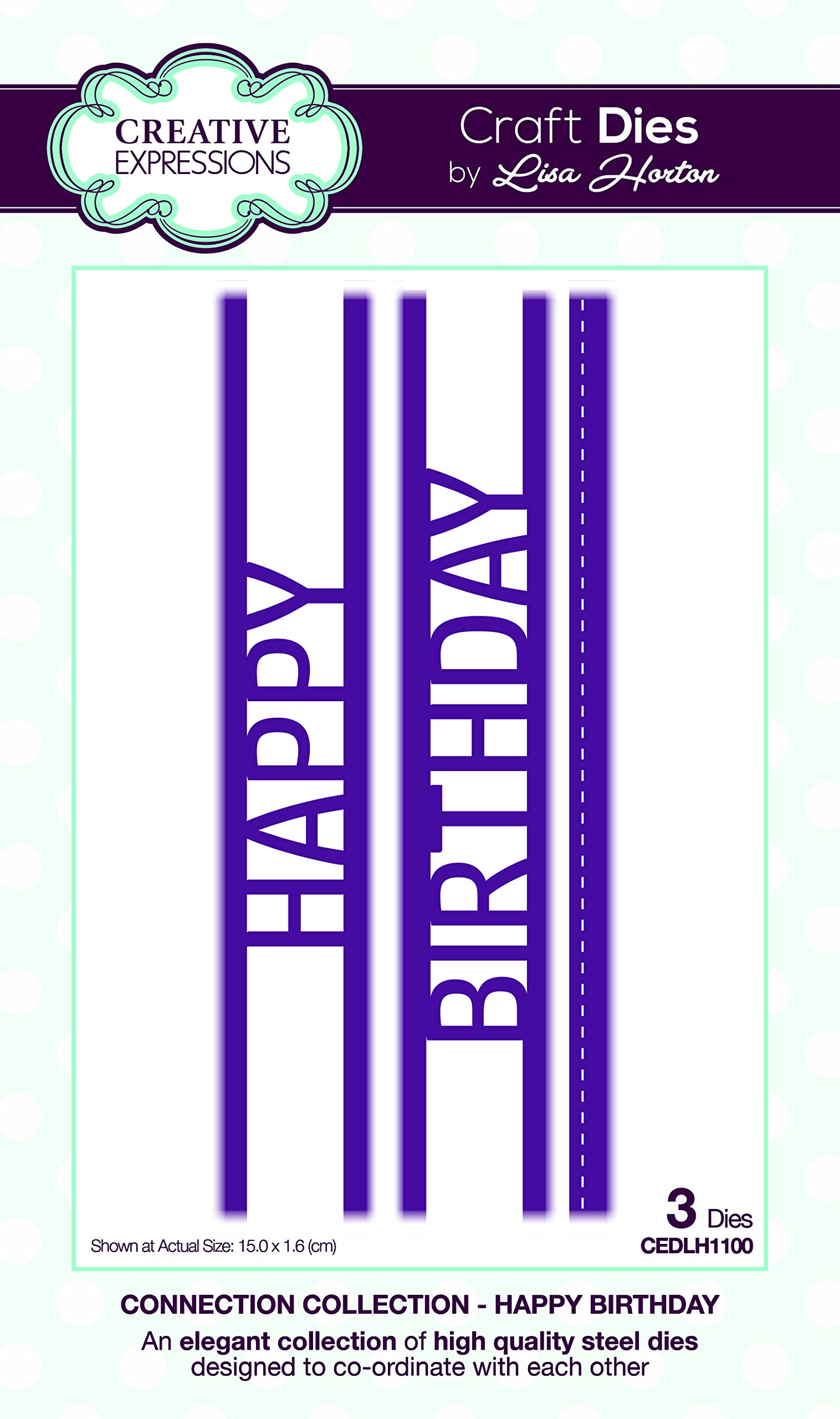 Creative Expressions Lisa Horton-Connection Collection-Happy Birthday-Craft Die, Metal, 15.1 x 1.6 cm