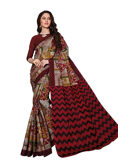Womens Pure Cotton Printed Saree with Blouse Piece (SKR5424_Multicolor)