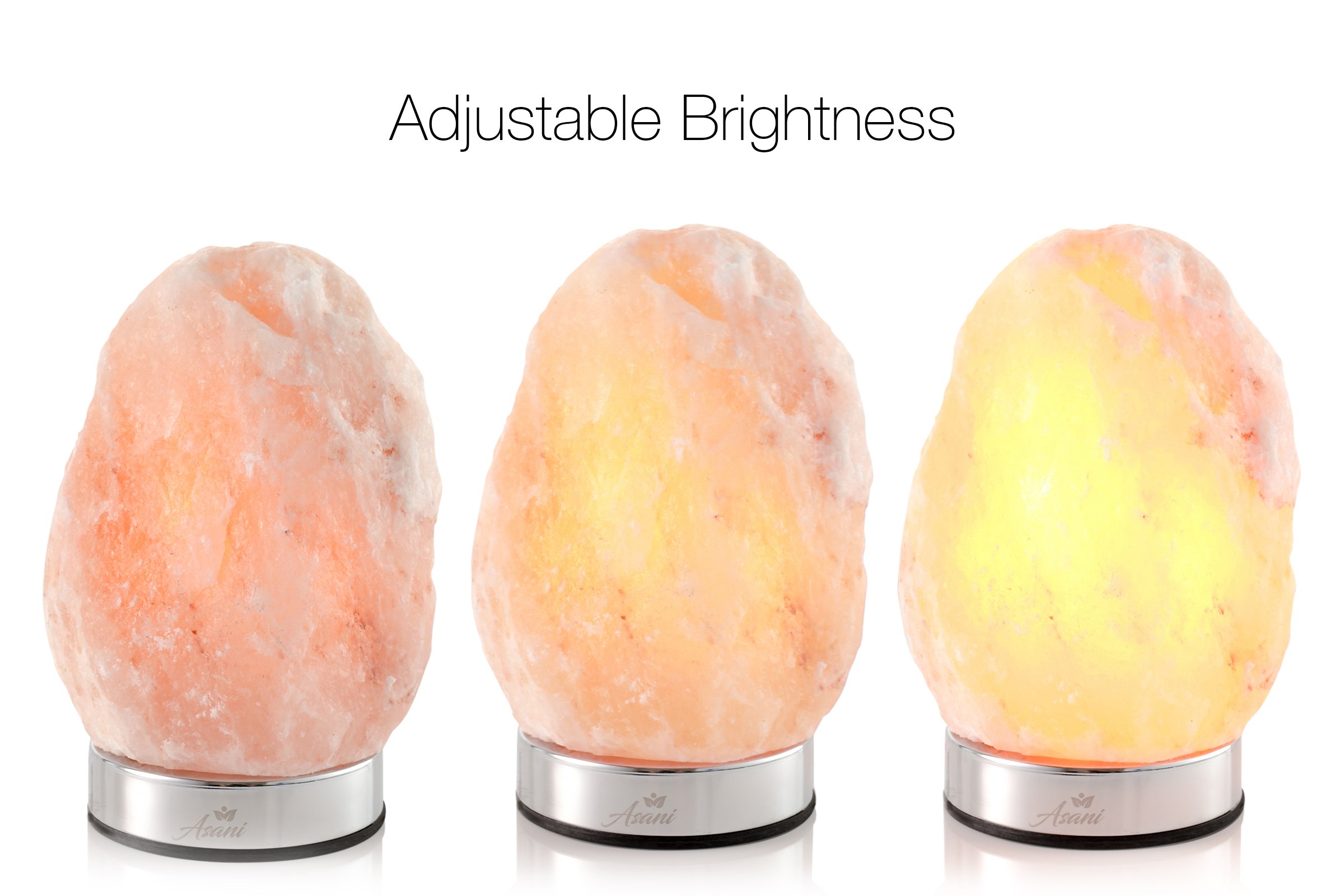 Himalayan Light Salt Crystal Lamp (7-11 lbs) with Stainless Steel Dimmer Touch Base & Gift Box | Hand Crafted Ionic HPS Pink Rock Lamps for Natural Air Purifying and Lighting Décor | 100% Authentic