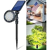Solar Spot Lights Outdoor, Bright Solar Landscape Spotlights Waterproof 18LED 2-in-1 Solar Powered Flag Light Adjustable Auto On/Off Uplights for Flag Pole Yard Garden Decor Patio, 1Pack (Cool White)