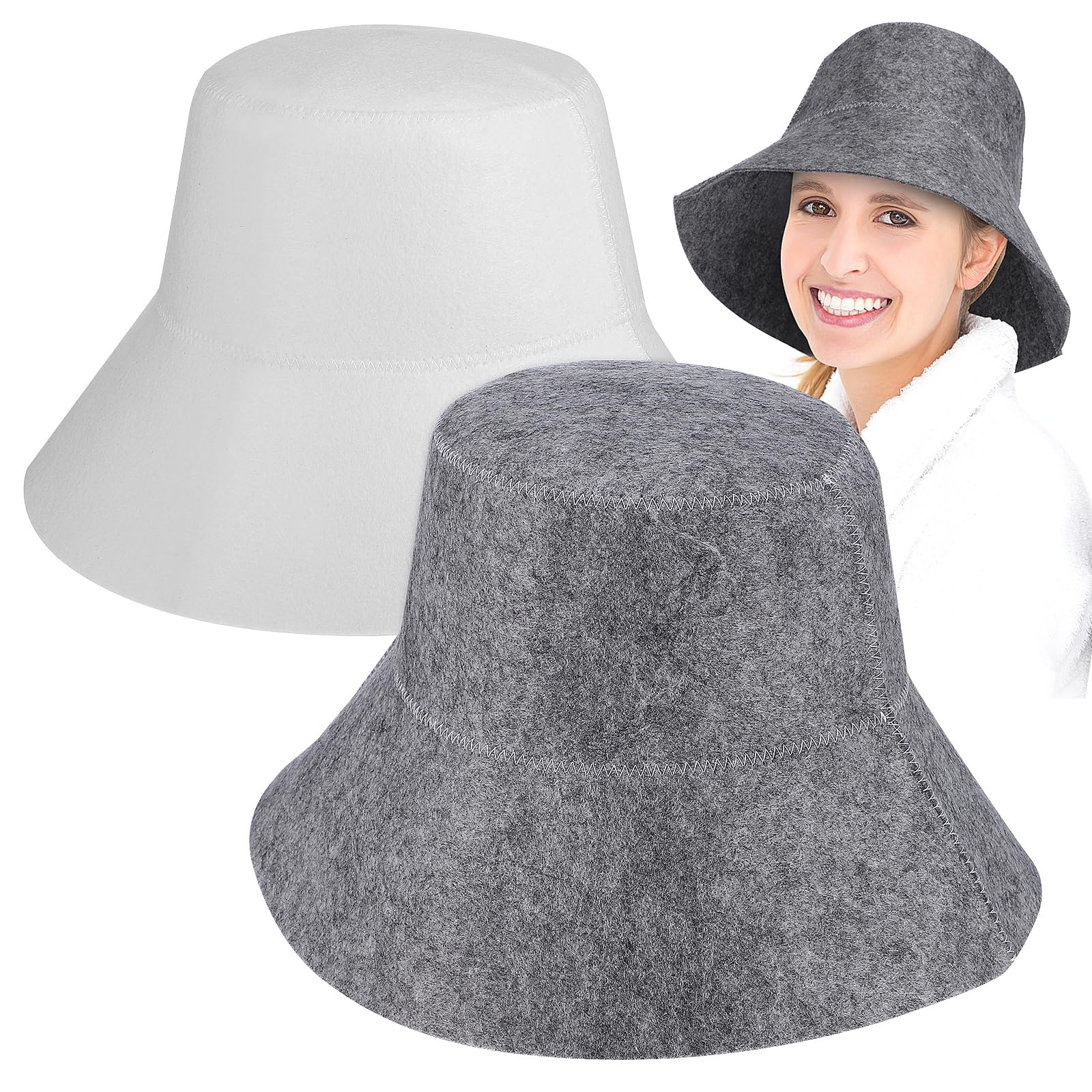 FOMIYES Sauna Hat for Women and Men 2 Pack 100% Natural Felt Sauna Accessories (As Shown 2)