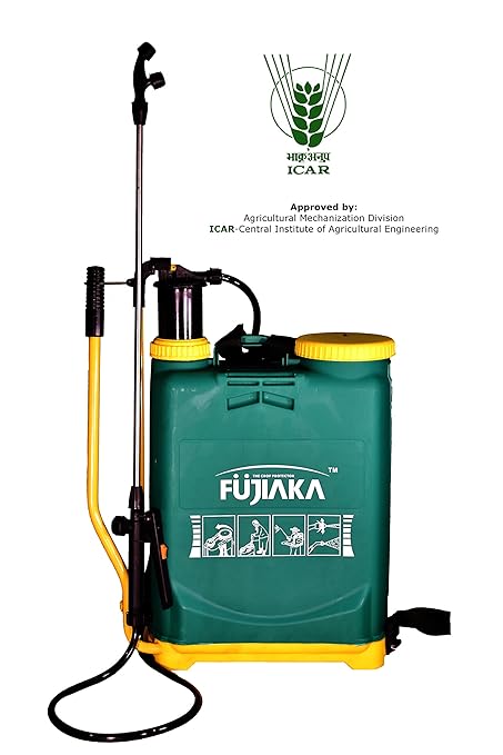 Fujiaka NS/16 Hand Operated/Manual Knapsack/Backpack Agricultural Sprayer-16 Litre- (Green and Yellow)