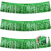 BEISHIDA 3 Packs Metallic Foil Fringe Garland Green Wall Hanging Tinsel Fringe Banner for Halloween Christmas Car Floats Bridal Shower Wedding Birthday Easter Graduation Holiday Party Decoration 30 Ft