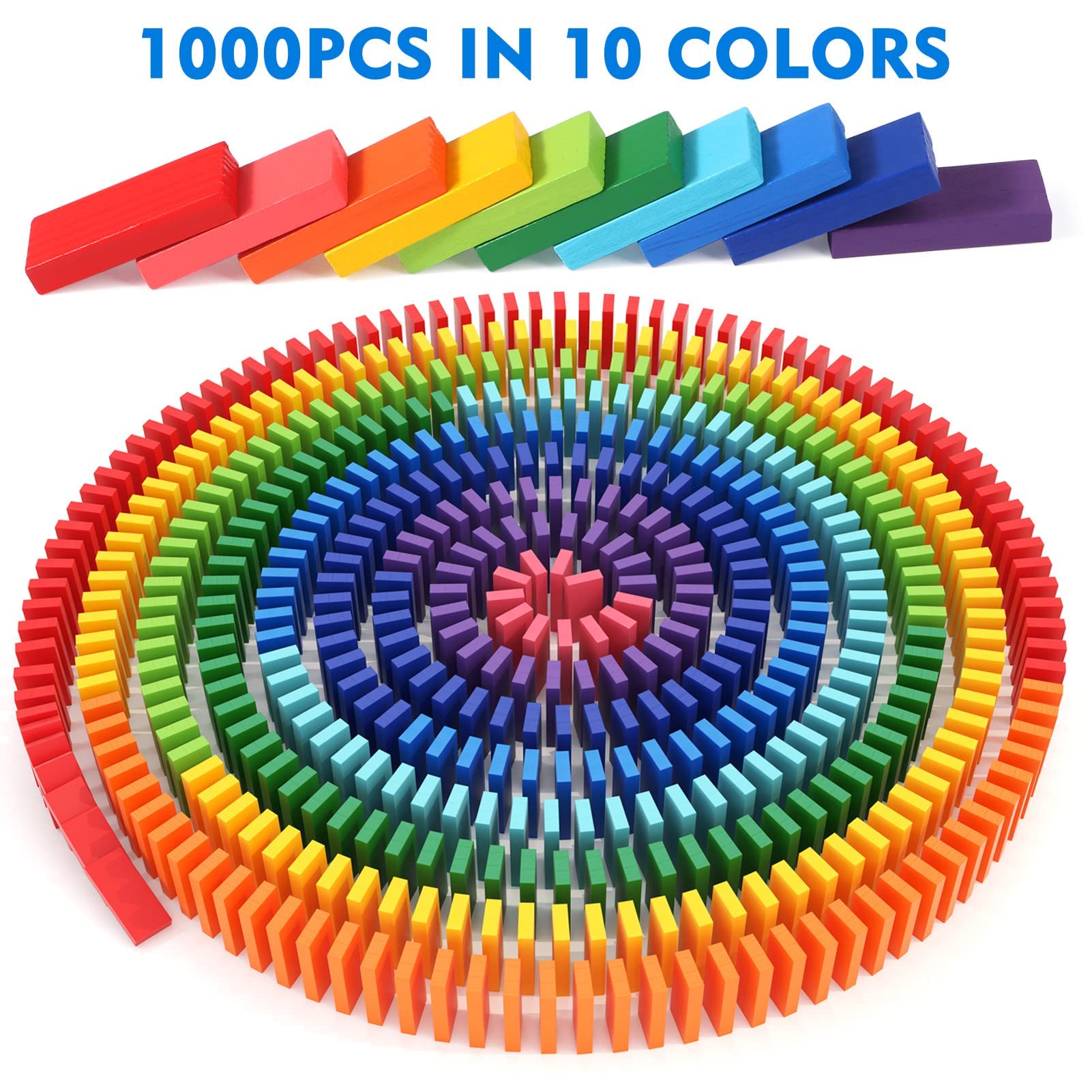 Mua 1000 PCS Dominoes for Kids Wooden Building Blocks Bulk Dominoes Set ...