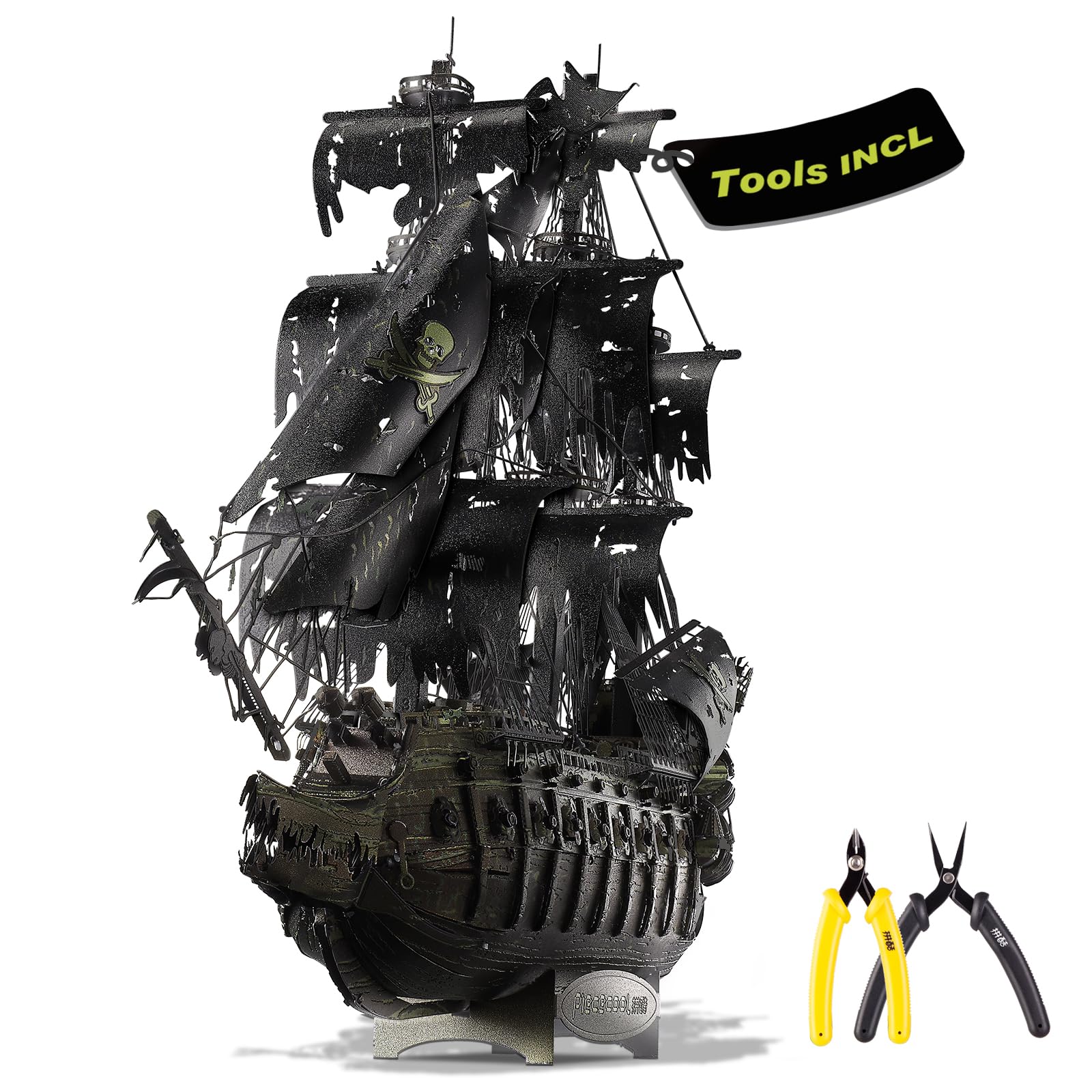 Piececool Metal 3D Puzzle Flying Dutchman with Tool, Pirate Ship Model Kits for Adults to Build, 304 Stainless Steel, Assembly is required, Difficulty level 4 — image 1