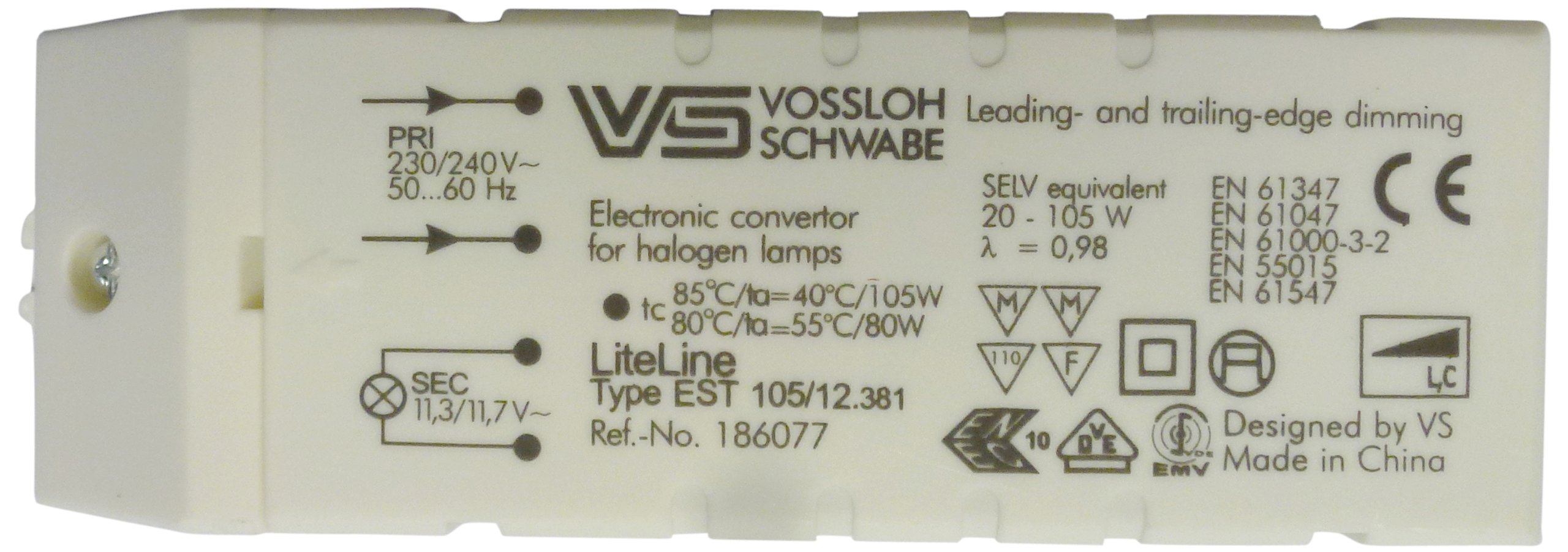 Electraline 70722 Electronic Transformer 60 W 240-12 V