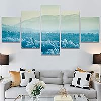 SIGNWIN 5 Panel Canvas Wall Art Modern Art Forest Multicolor Photography Relax/Calm Romantics Scenic for Home Decorations Ready to Hang - 60