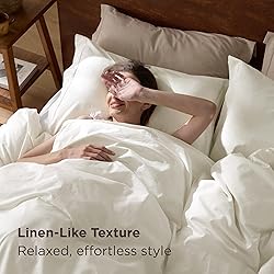 Bedsure 100% Washed Cotton Duvet Cover Queen Size