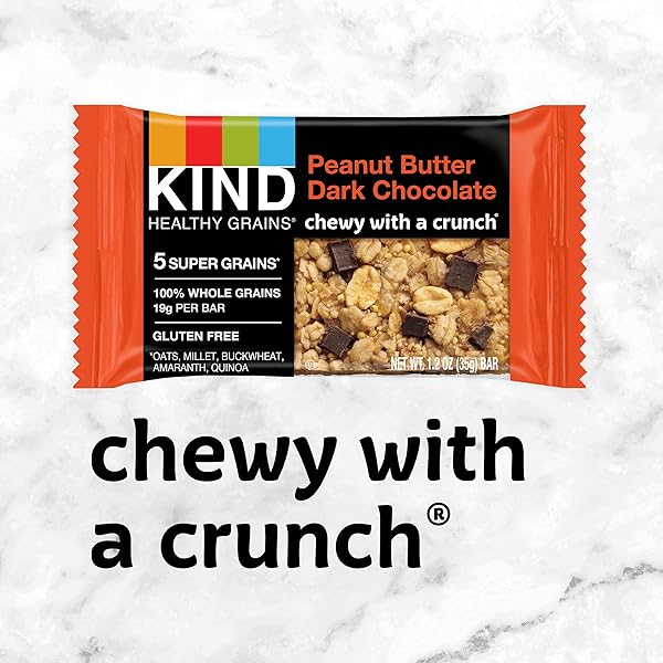 KIND HEALTHY GRAINS BARS, PEANUT BUTTER DARK CHOCOLATE, 1.2 OUNCE, 5 COUNT