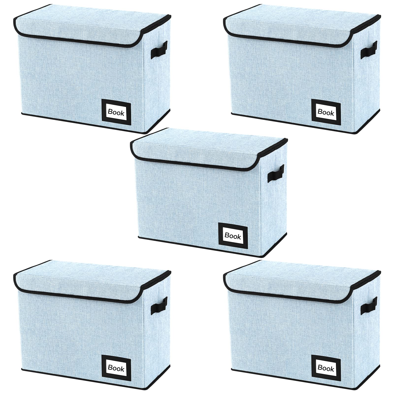 YNSZAS 5 Pack Comic Book Storage Boxes, 15.8" X 7.8" X 11.8", Collapsible Comic Short Box, Holds 160-180 Collection Comic Book Container Holder Shelf Protector Organizer Bin (Blue) Image