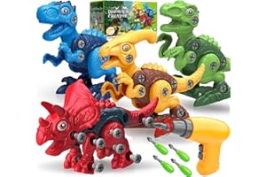 OFFICYGNET Dinosaur Toys for 3, 4, 5, 6, 7 Year Old Boys, Take Apart Toys with Electric Drill for Kids, STEM Educational Construction Building Toy, Ideal Birthday Christmas Easter Gifts, Incl Tyrannosaurus Rex