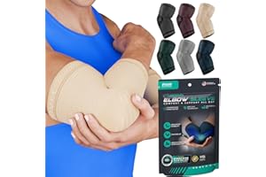 Modvel 2 Pack Elbow Brace - Golfer's Elbow Compression Sleeve Support for Joint Pain Relief, Recovery, Tendonitis Braces, Tennis Elbows Brace For Men & Women, Workout & Weightlifting Arm Wrap, Nude