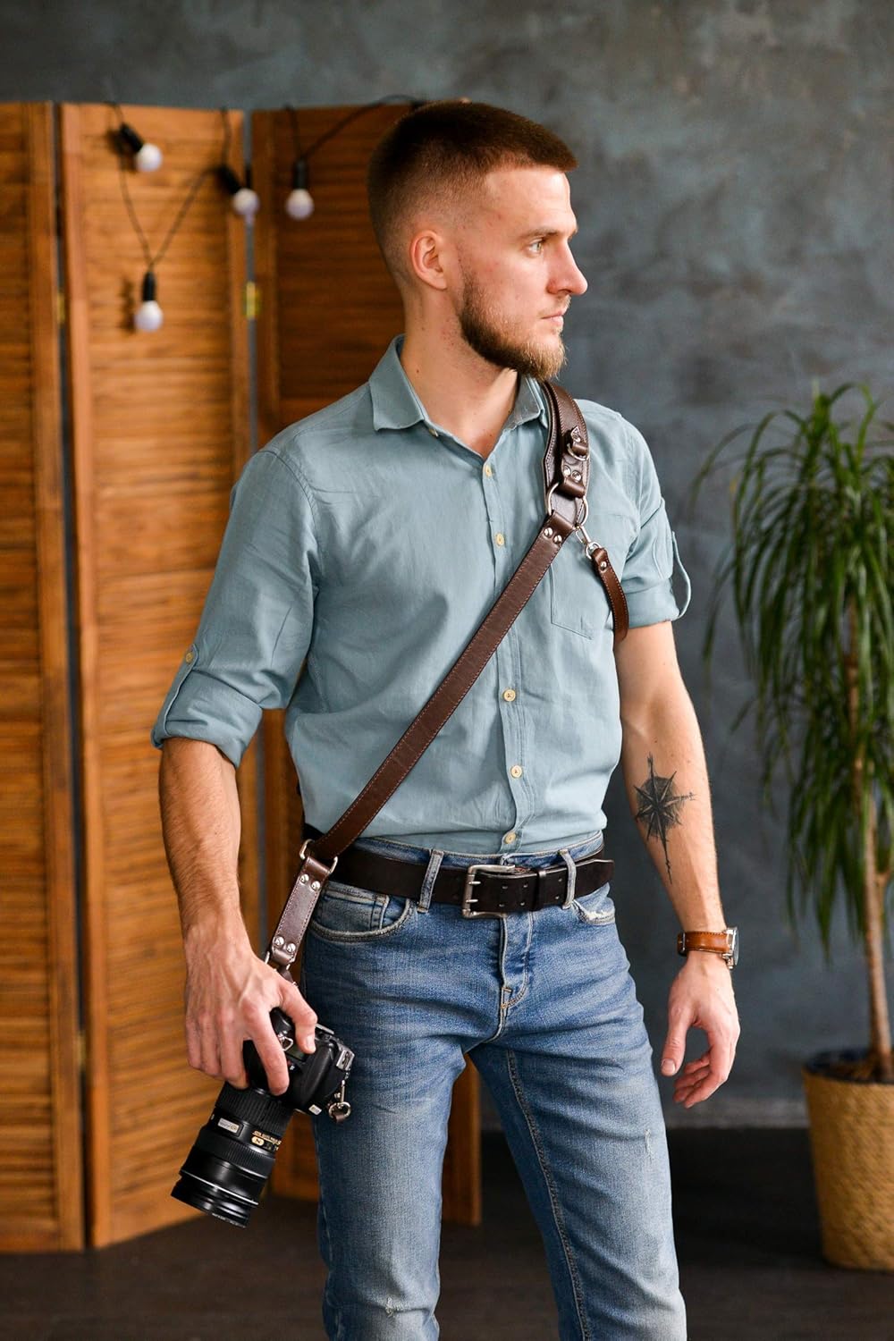 leather camera shoulder strap