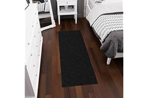 Ottomanson 2' x 6' Shaggy Runner Rug - Plush & Cozy Non-Slip Carpet for Bedroom, Living Room, Bathroom & Entryway - Durable & High-Traffic Friendly for Hallways & Dorms, Black