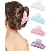 Ufgin 4 PCS Acrylic Hair Claw Clips for Women - Large Strong Hold Claw Clips Cute Non-slip Hair Clips for Thick Thin Hair (Solid Color)