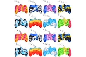 SPEUNI WHGAMNCE 16 Pcs Mini Pop Fidget Keychain,Tiny Push Pop Fidget Toy Back,Fidget Toys Bulk,Keychain Pop Bubble Toy,Anxiety Stress Reliever Toy for Kids Adults.