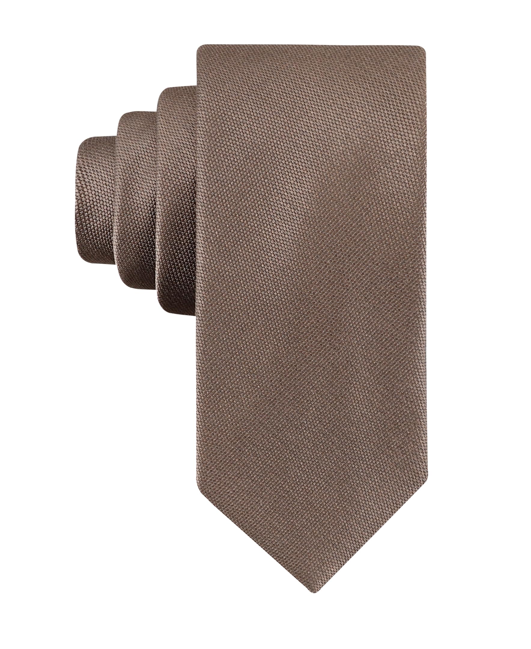 Calvin Klein Men’s Silky Solid Tie, Taupe, One Size
