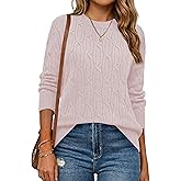 LaGracia Women’s Cable Knit Long Sleeve Sweaters Pullover Crew Neck Fall Winter Sweater Tops