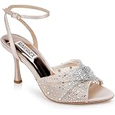 Badgley Mischka Women's Cameryn Satin Peep-toe Stiletto With Crystal-embellished Mesh Overlay