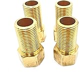 4pcs 1/2" Female to 1/2" Male Pipe Nipple Extension Connector Fitting,Brass Pipe Fitting Reducer Adapter,Hex Bushing Adapter,