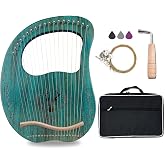 Lyre Harp, 19 Metal Strings Maple Saddle Mahogany Body Lyra Harp with Bag key included